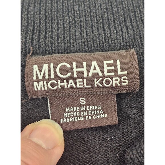 Men's S Michael Kors Black Wool Blend Bomber Style Sweater jacket Cardigan GUC - Picture 2 of 7